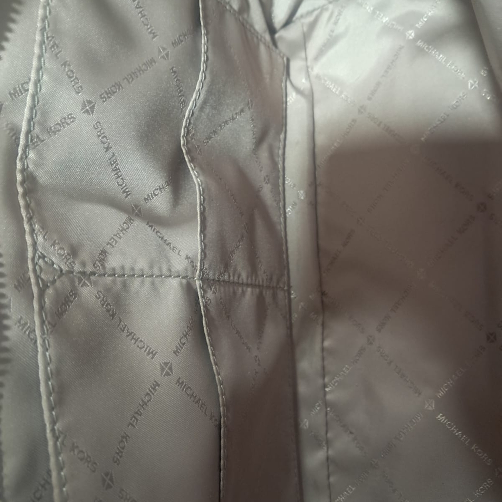 Like New Michael Kors White Geometric Studded Satchel - Picture 7 of 14